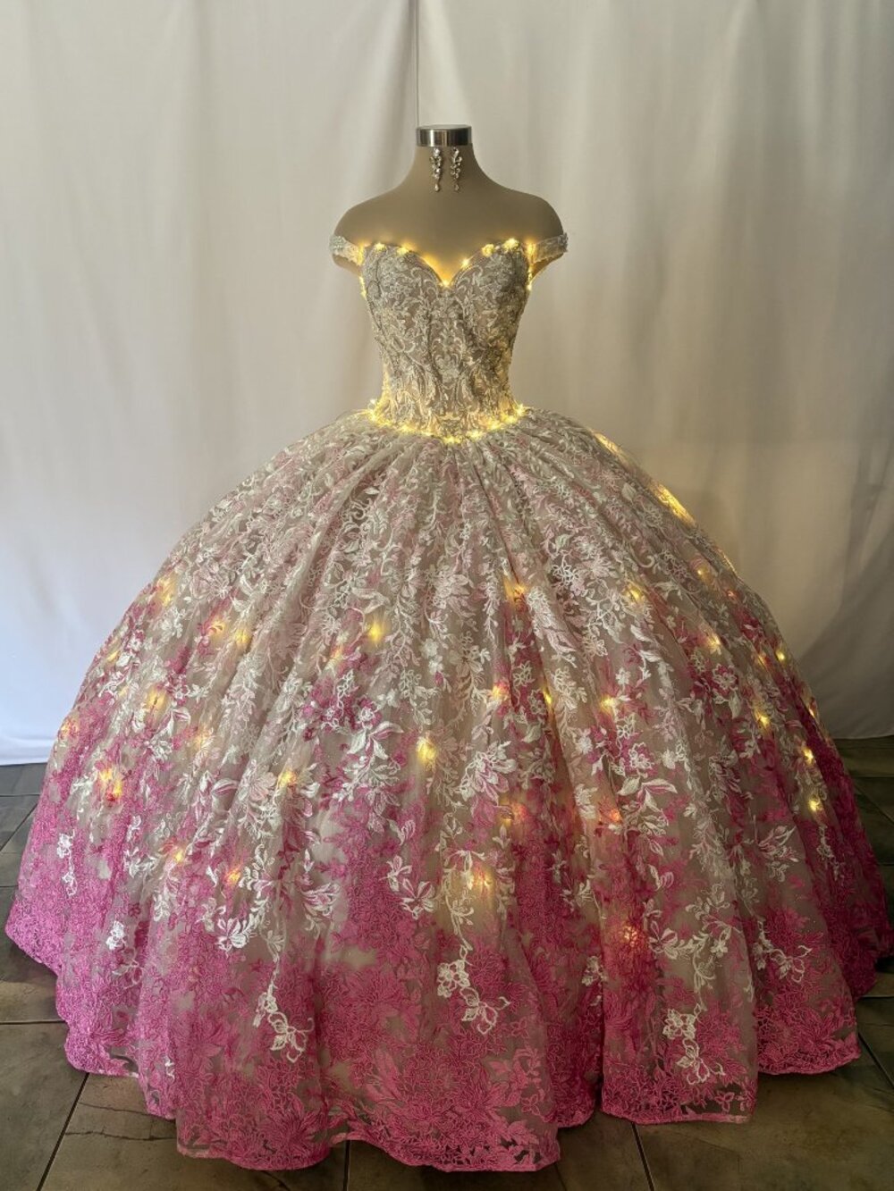 Mon Cheri PR12275 Ivory Hot Pink Ball Gown Size 4 – Quince Prom Pageant Dress - Picture 7 of 10
